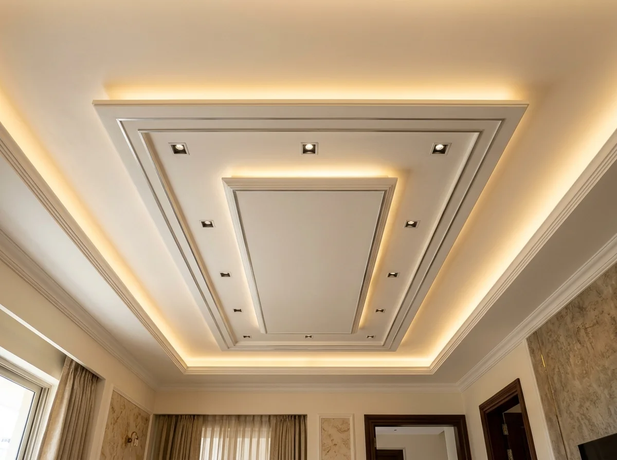 Gypsum false ceiling design with cove lighting